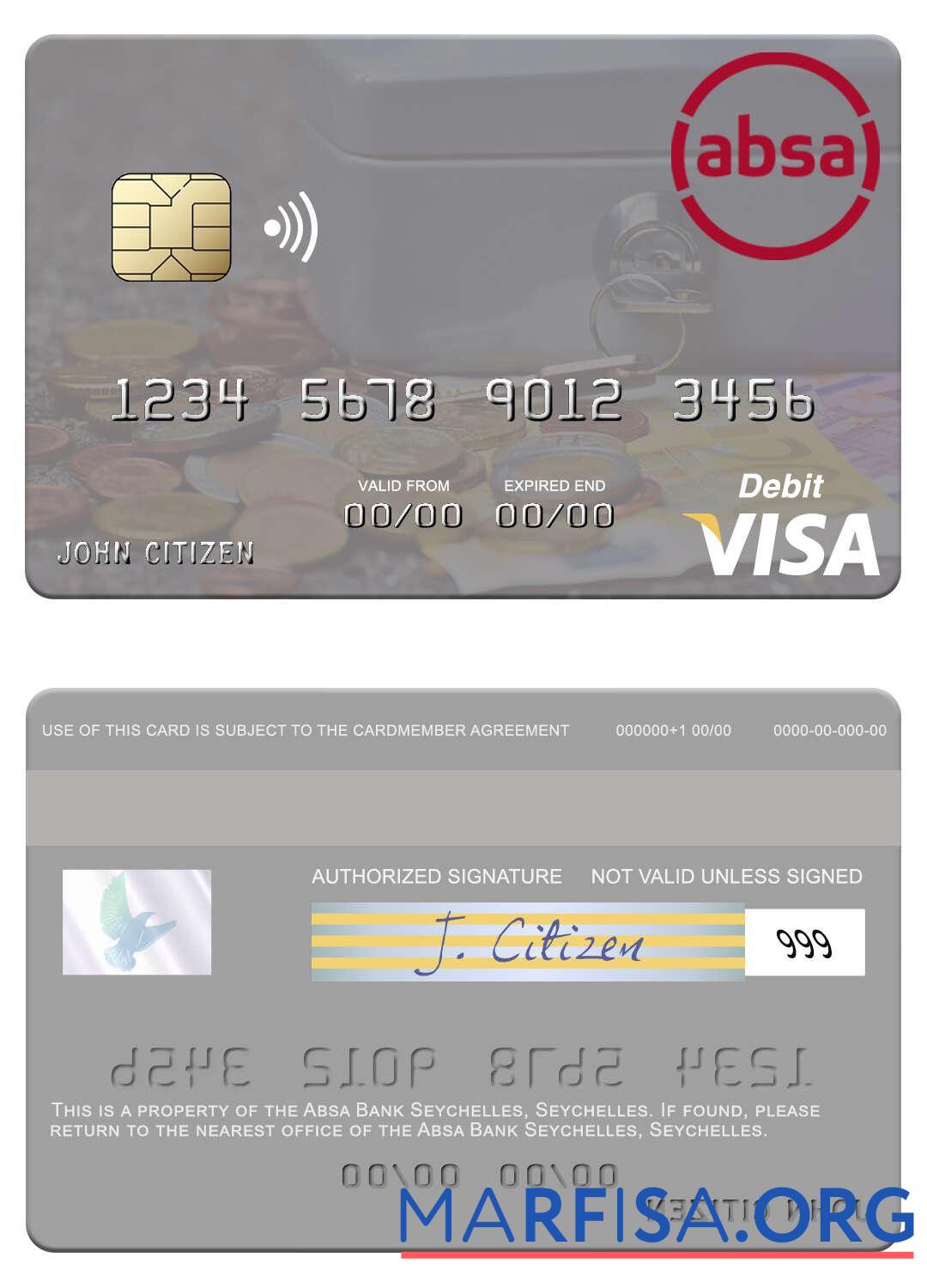 Realistic Seychelles Absa Bank Seychelles visa debit card download for verification
